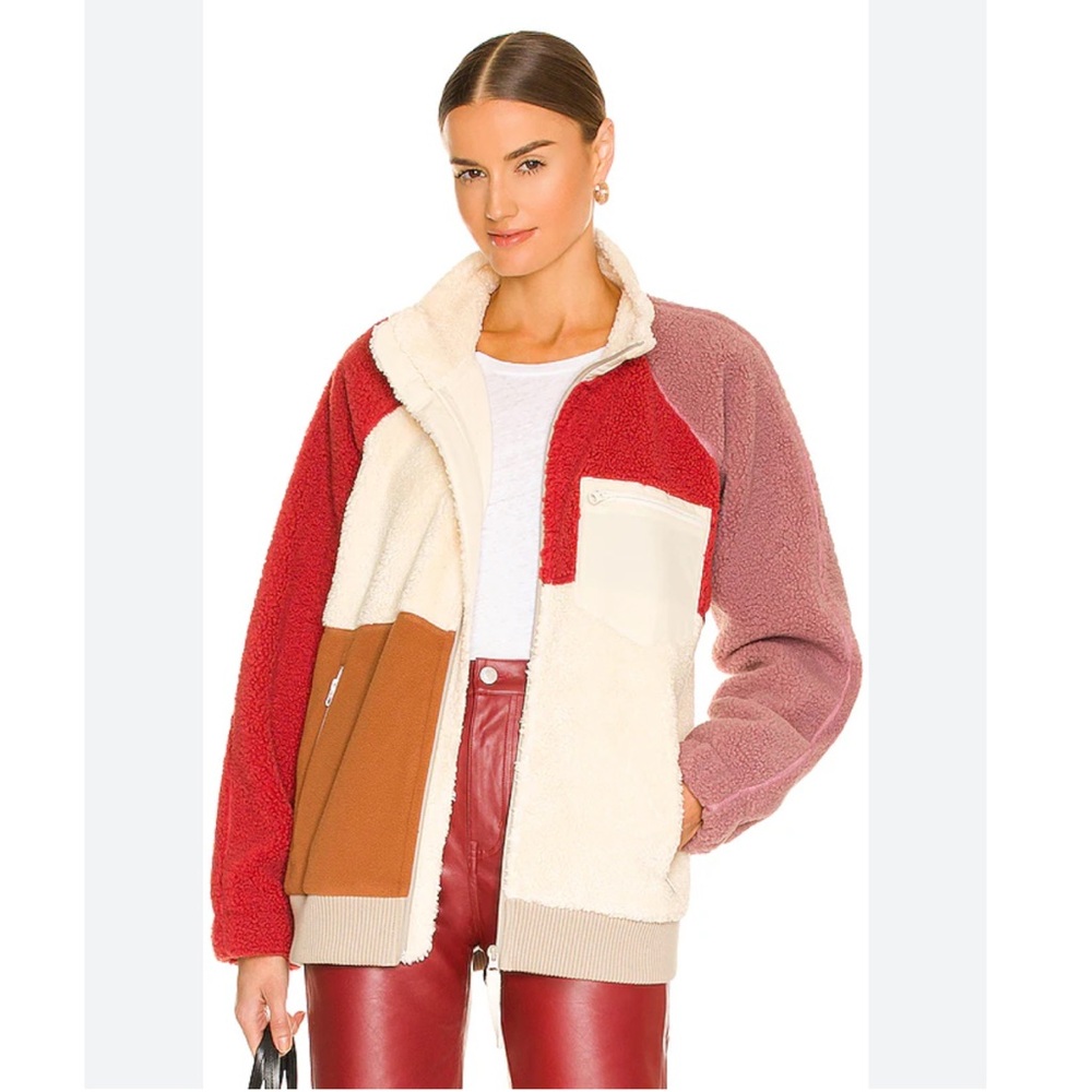 Helmut Lang Red & Off-White Patchwork Fleece Sweatshirt NWT